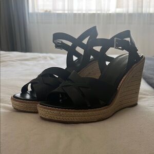 Women's Black Wedge Sandals